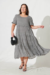 Black & White Gingham Smock Dress